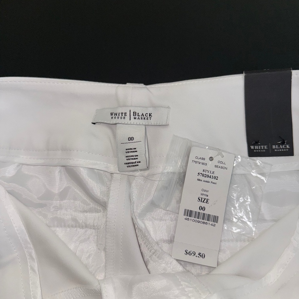 WHBM White Ankle Dress Pants - Size 00 Slim - Picture 6 of 6